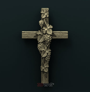 CROSS WITH GRAPES 3D STL 3DWave